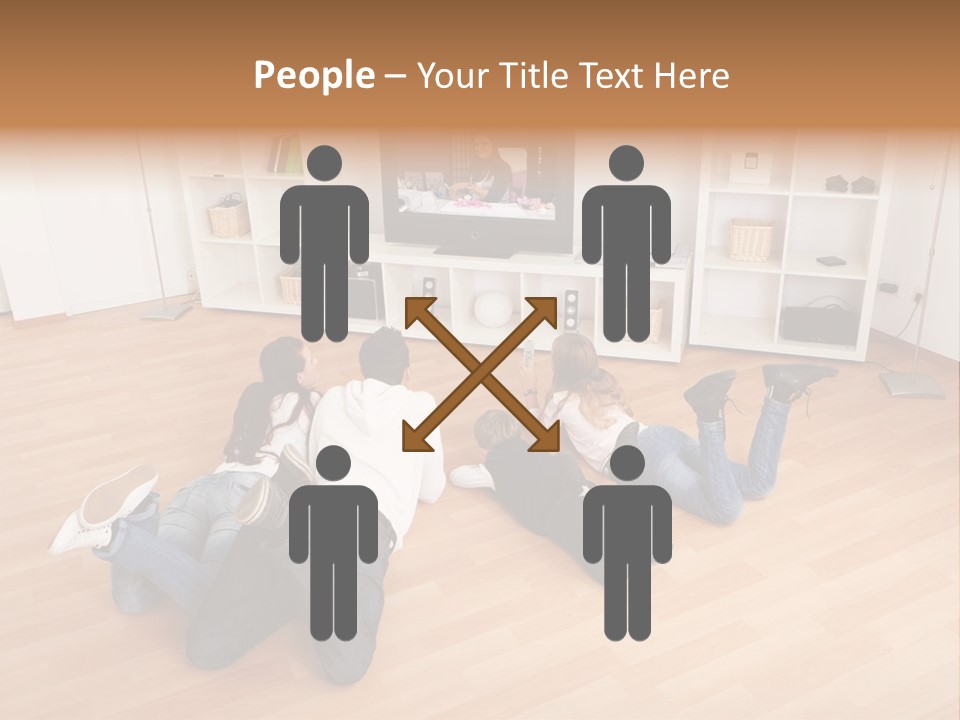 A Group Of People Sitting On The Floor Watching Tv PowerPoint Template