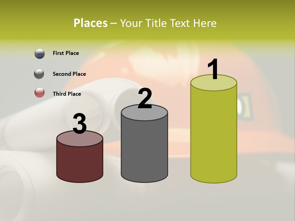 A Hard Hat And A Pair Of Ear Buds On A Table PowerPoint Template