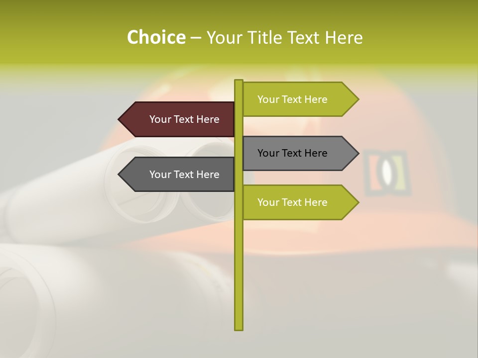 A Hard Hat And A Pair Of Ear Buds On A Table PowerPoint Template