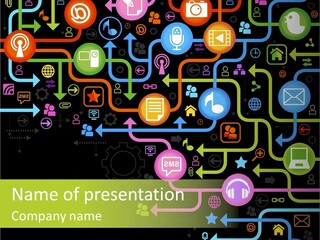 A Colorful Background With A Lot Of Different Icons PowerPoint Template