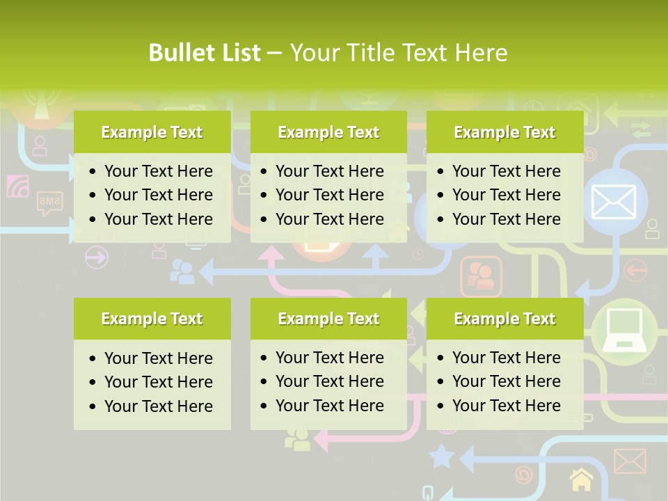 A Colorful Background With A Lot Of Different Icons PowerPoint Template