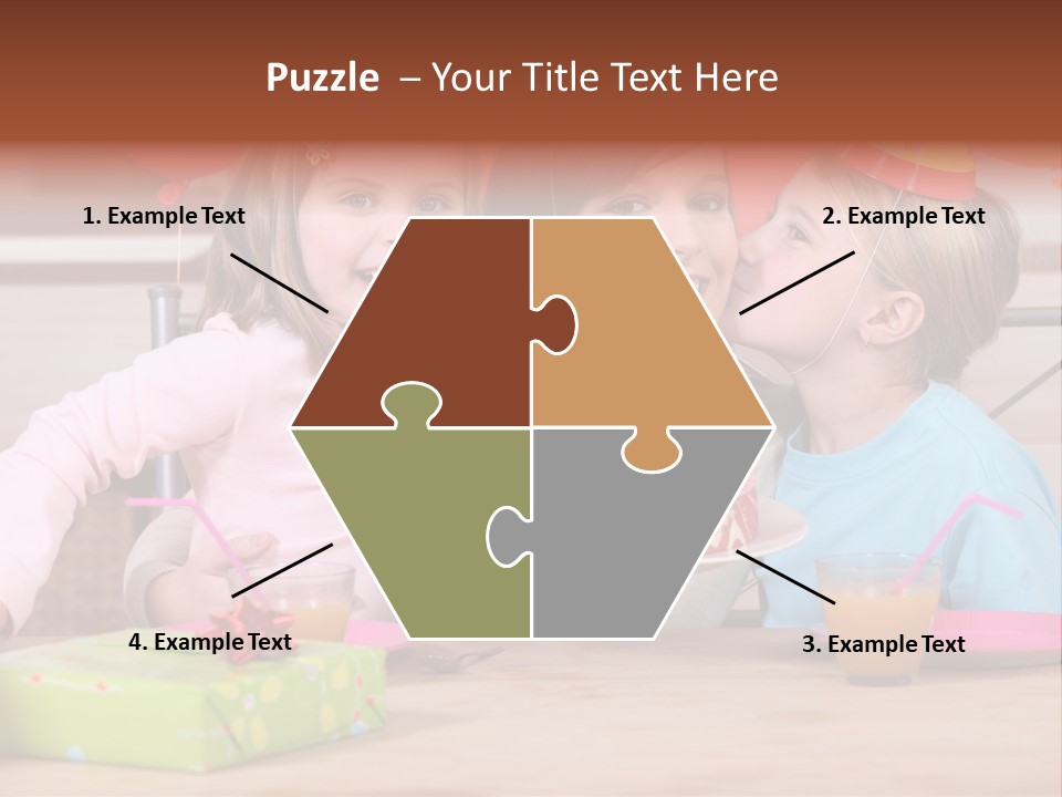 A Woman And Two Children With A Birthday Cake PowerPoint Template