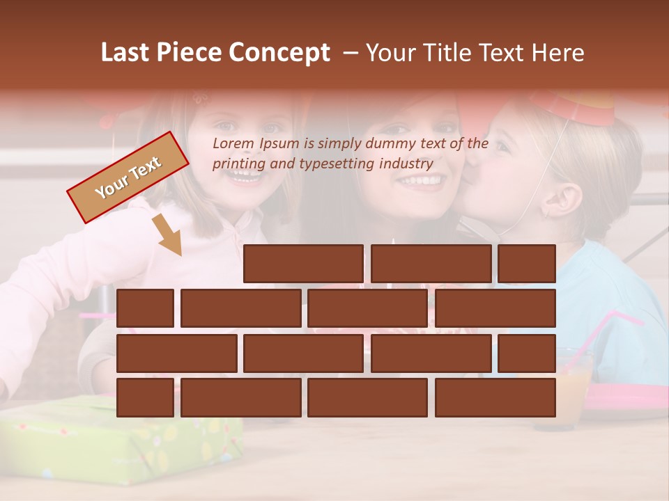 A Woman And Two Children With A Birthday Cake PowerPoint Template