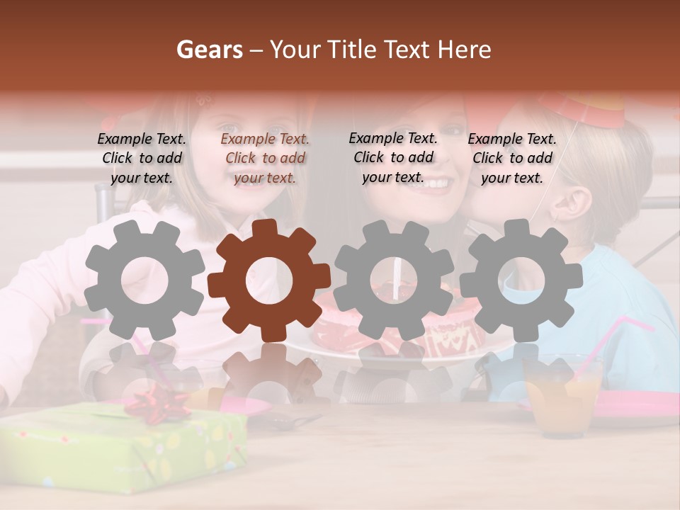 A Woman And Two Children With A Birthday Cake PowerPoint Template