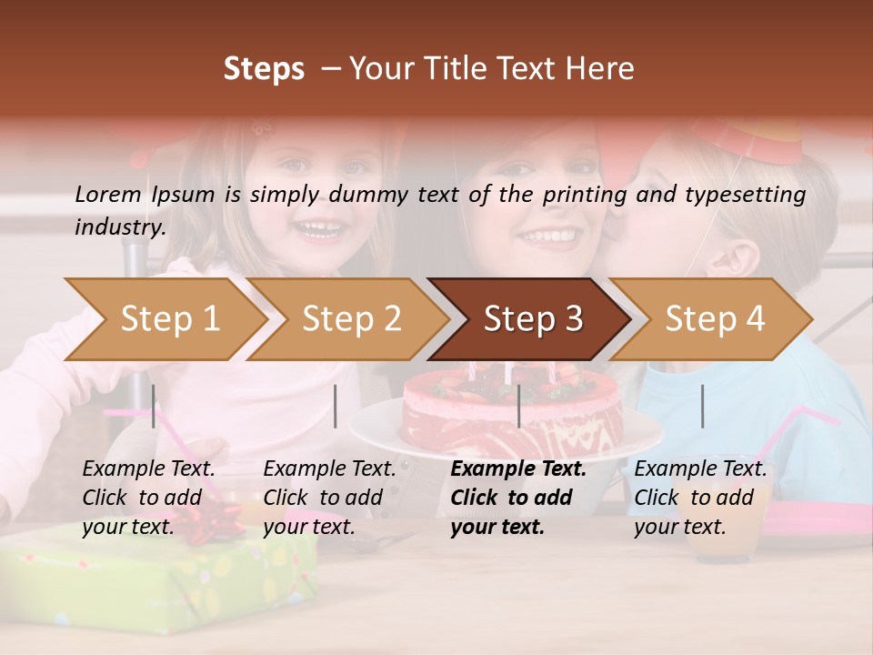 A Woman And Two Children With A Birthday Cake PowerPoint Template