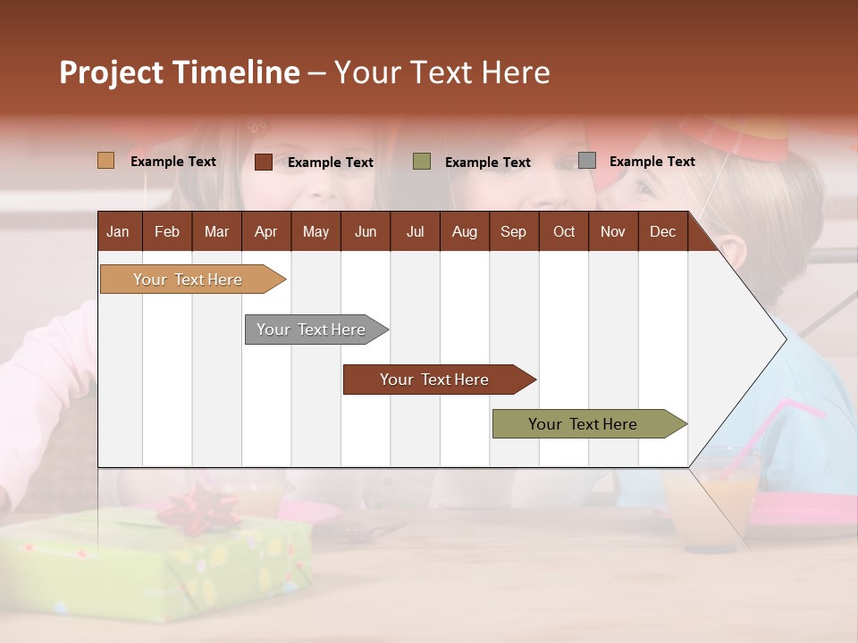 A Woman And Two Children With A Birthday Cake PowerPoint Template