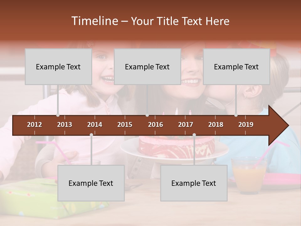 A Woman And Two Children With A Birthday Cake PowerPoint Template