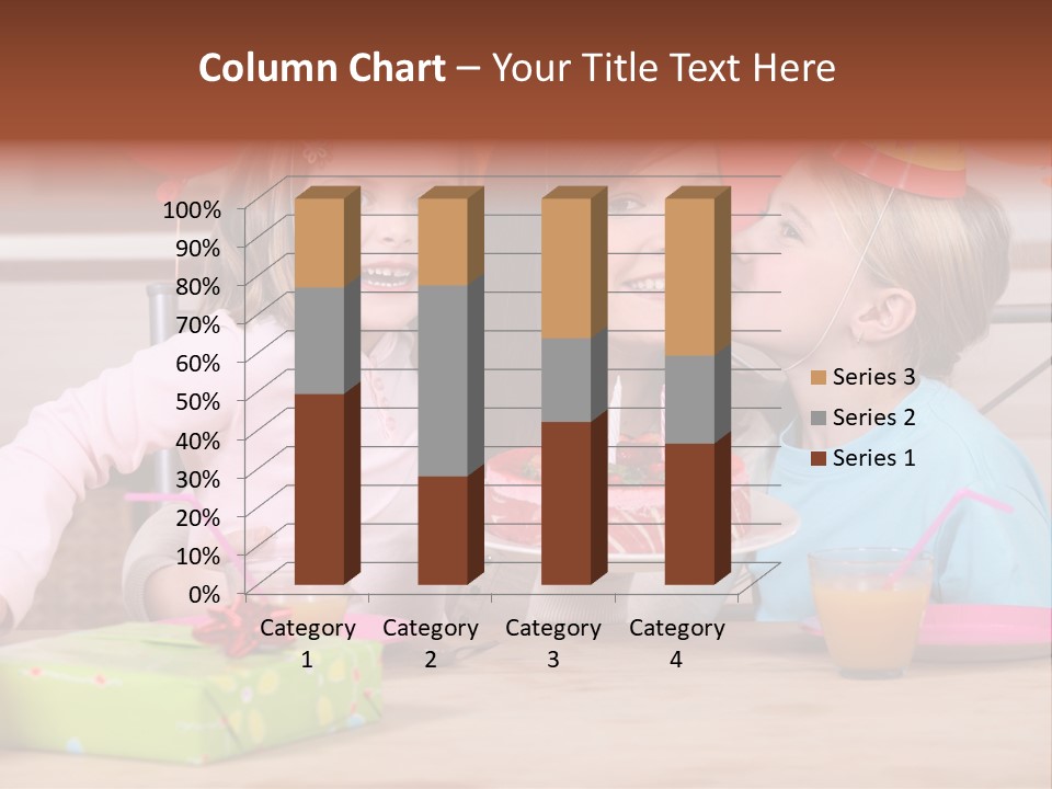 A Woman And Two Children With A Birthday Cake PowerPoint Template