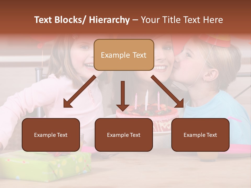 A Woman And Two Children With A Birthday Cake PowerPoint Template