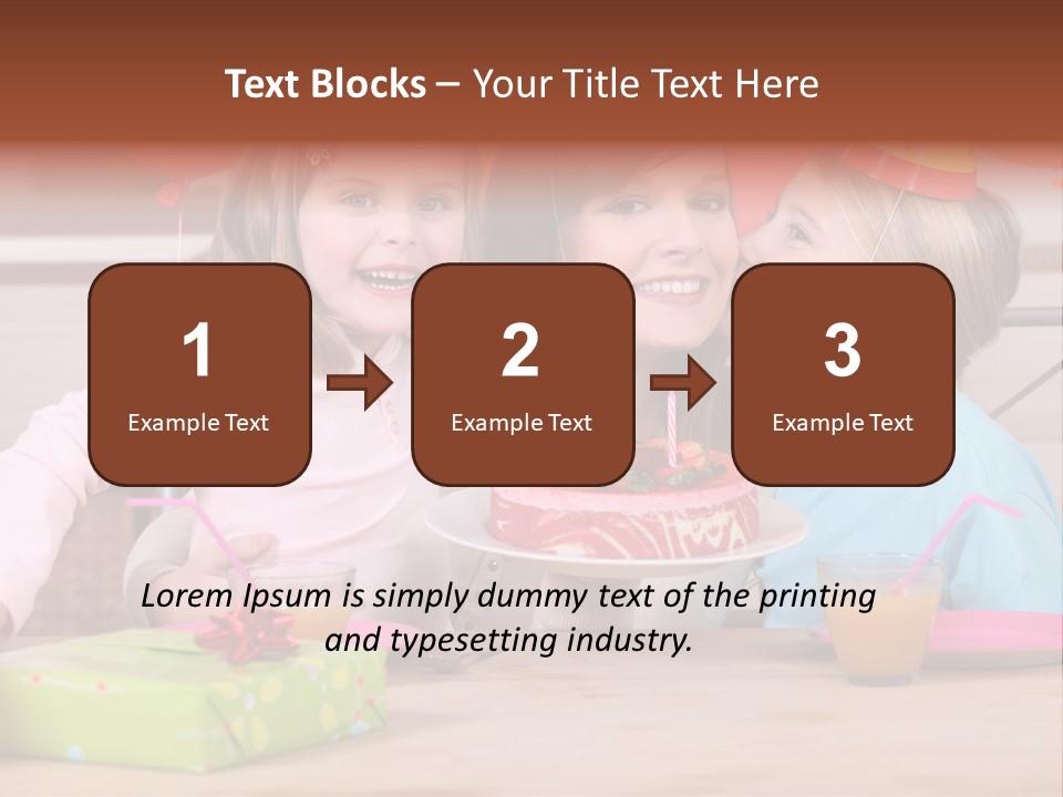 A Woman And Two Children With A Birthday Cake PowerPoint Template