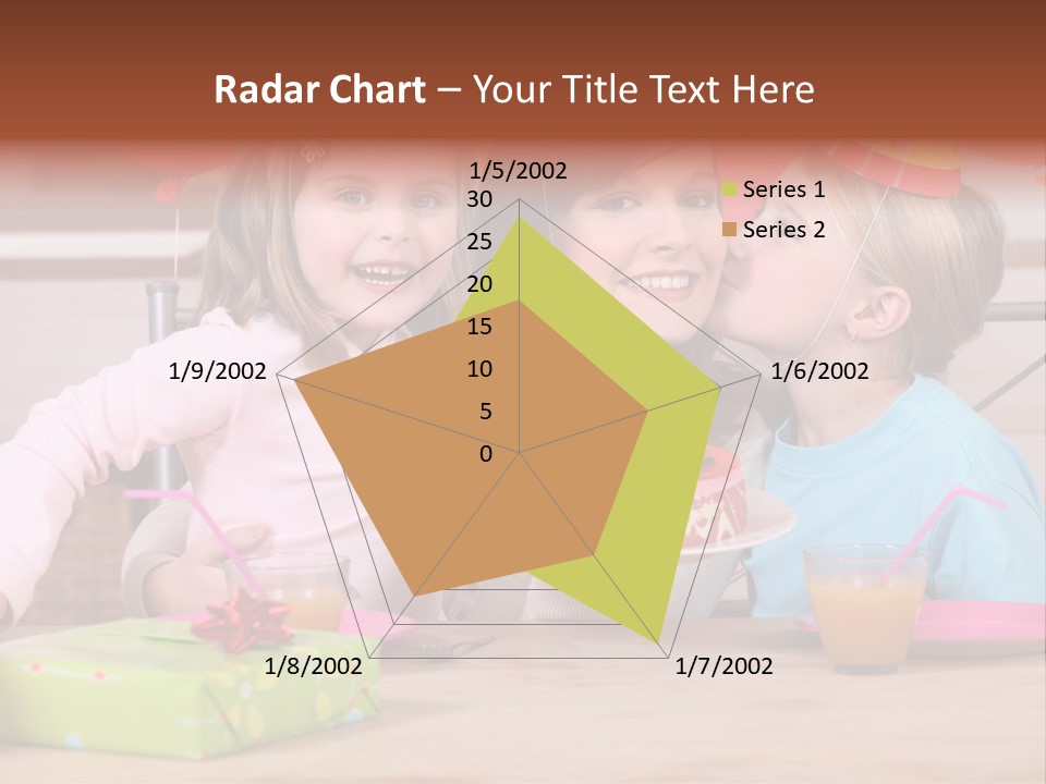 A Woman And Two Children With A Birthday Cake PowerPoint Template