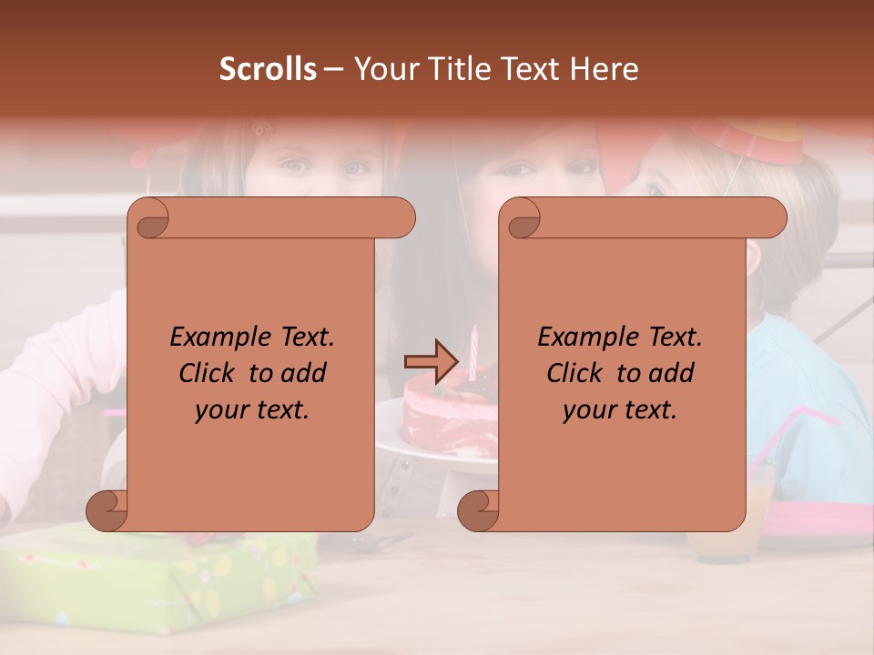 A Woman And Two Children With A Birthday Cake PowerPoint Template
