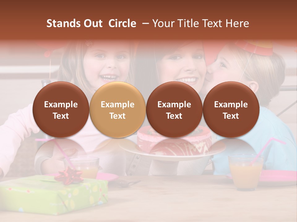 A Woman And Two Children With A Birthday Cake PowerPoint Template