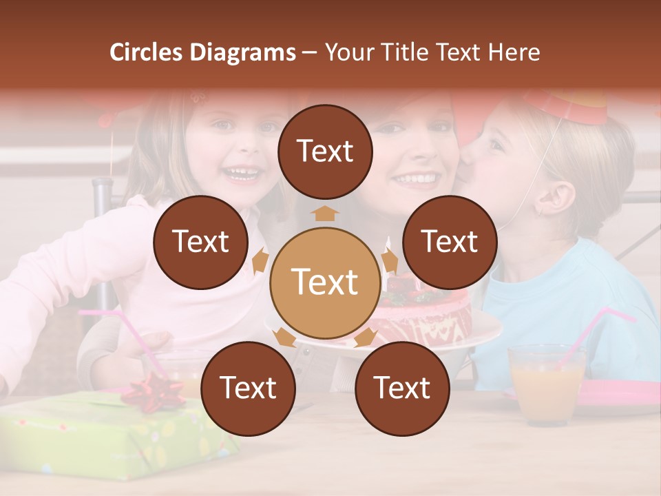 A Woman And Two Children With A Birthday Cake PowerPoint Template