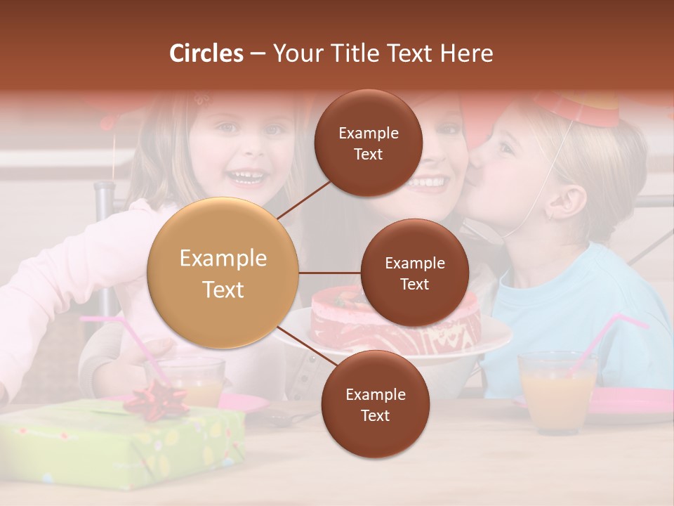 A Woman And Two Children With A Birthday Cake PowerPoint Template