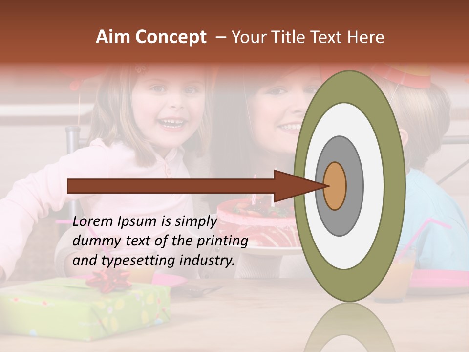 A Woman And Two Children With A Birthday Cake PowerPoint Template