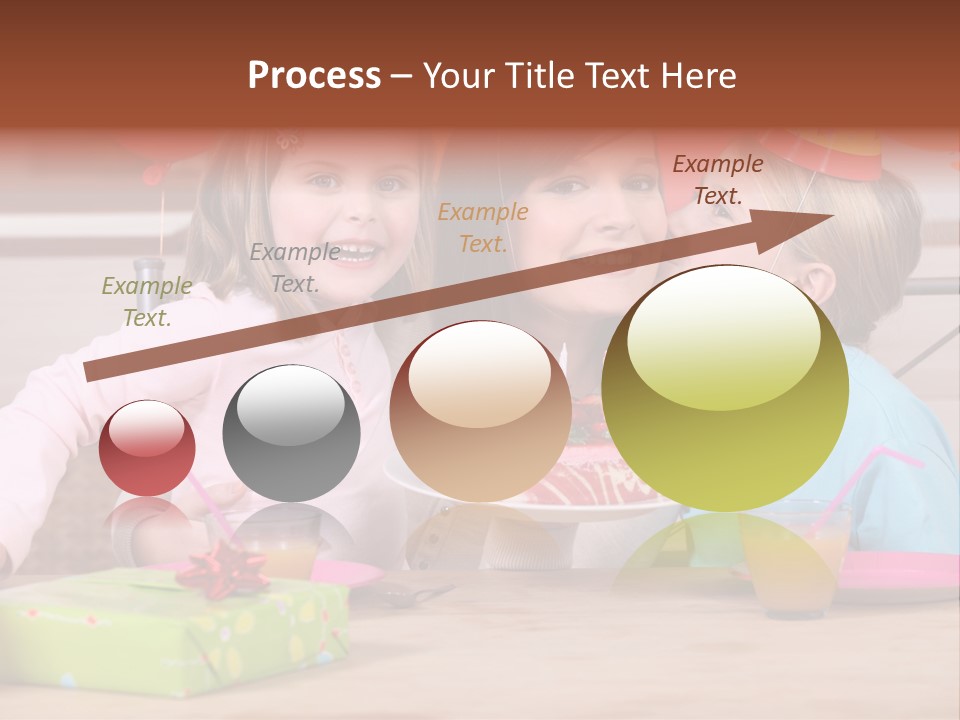 A Woman And Two Children With A Birthday Cake PowerPoint Template