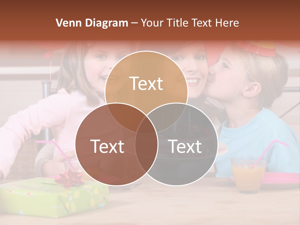 A Woman And Two Children With A Birthday Cake PowerPoint Template