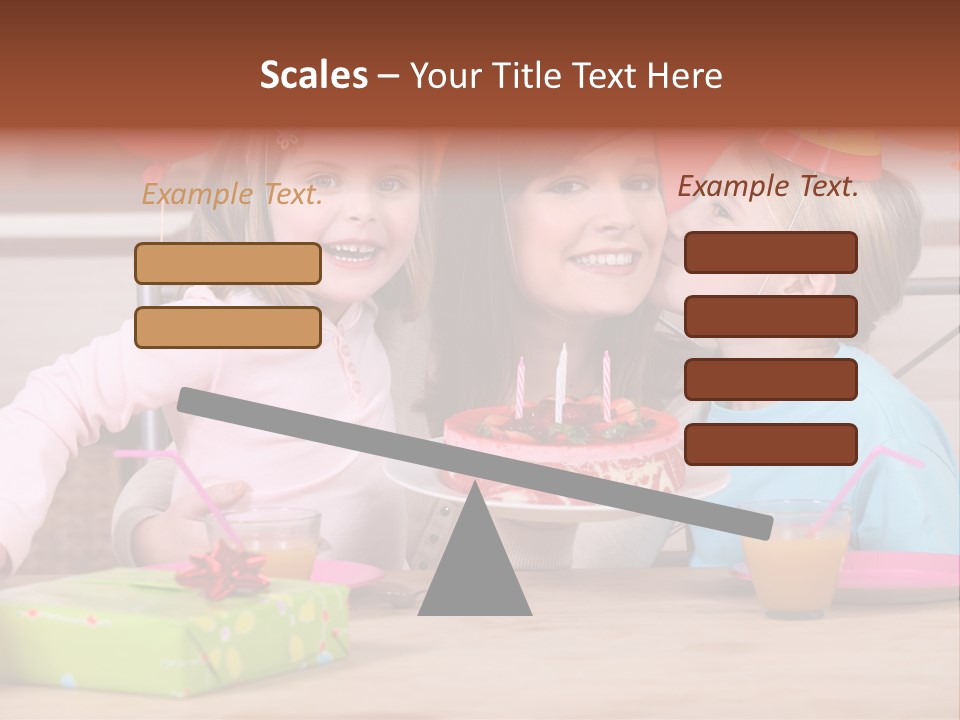 A Woman And Two Children With A Birthday Cake PowerPoint Template