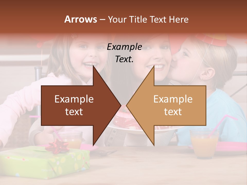 A Woman And Two Children With A Birthday Cake PowerPoint Template