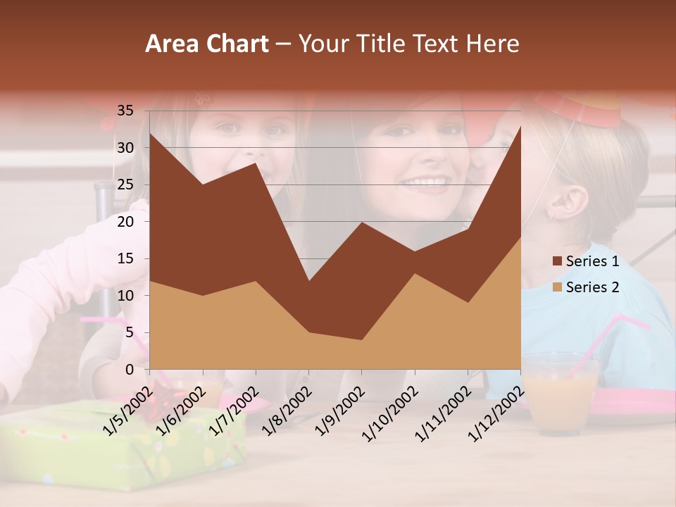 A Woman And Two Children With A Birthday Cake PowerPoint Template