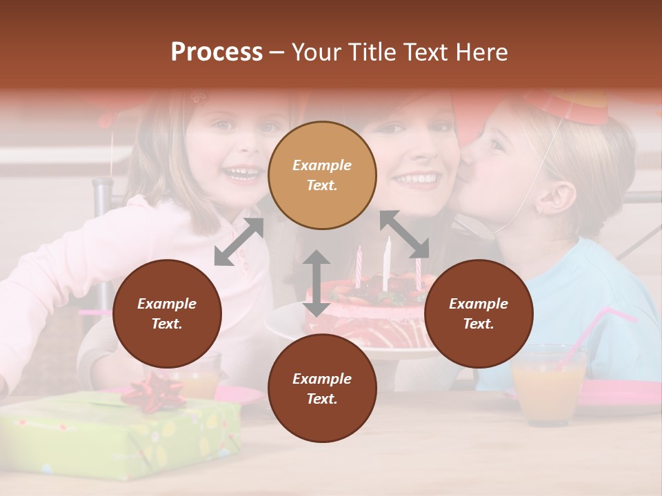 A Woman And Two Children With A Birthday Cake PowerPoint Template