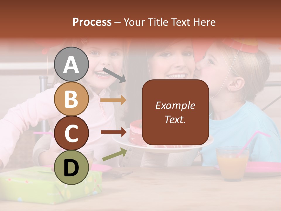 A Woman And Two Children With A Birthday Cake PowerPoint Template