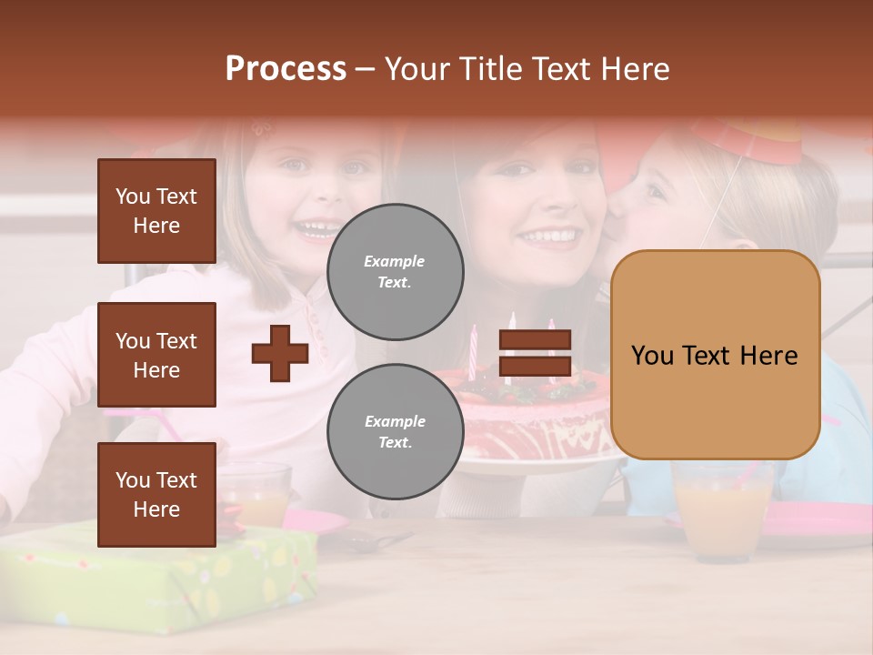A Woman And Two Children With A Birthday Cake PowerPoint Template