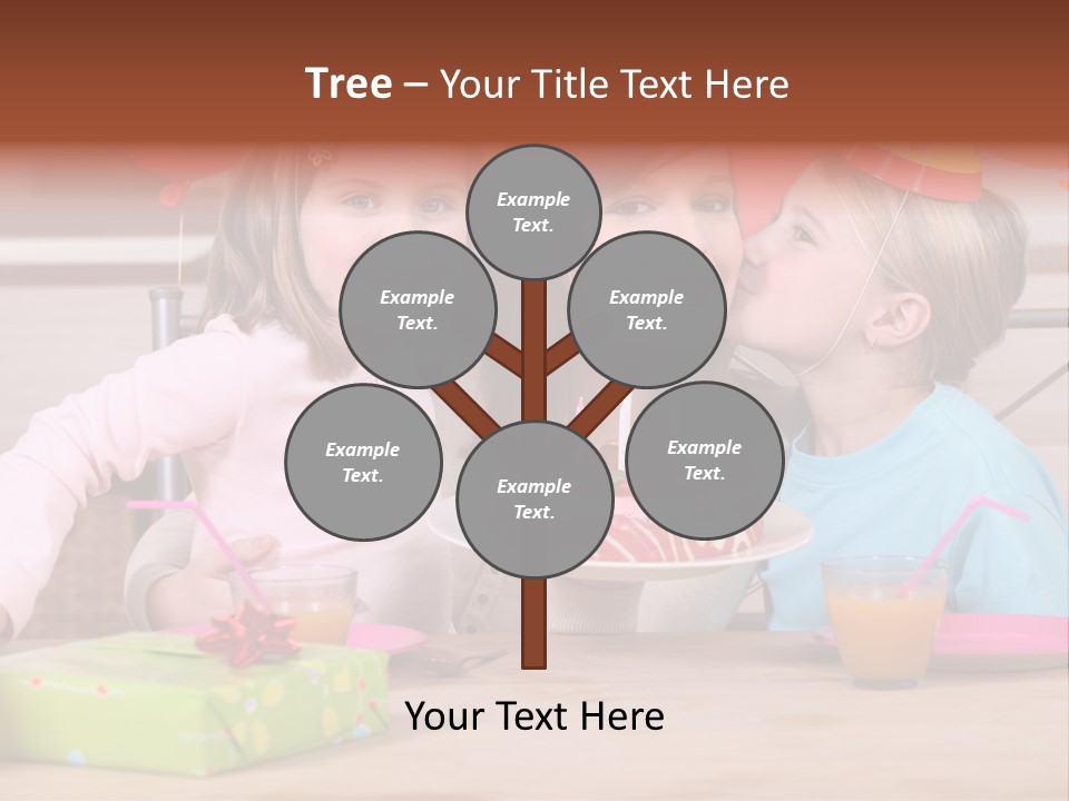 A Woman And Two Children With A Birthday Cake PowerPoint Template