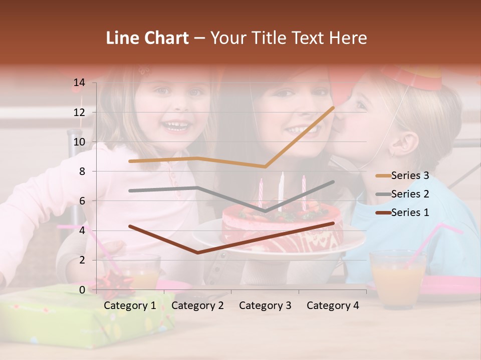 A Woman And Two Children With A Birthday Cake PowerPoint Template