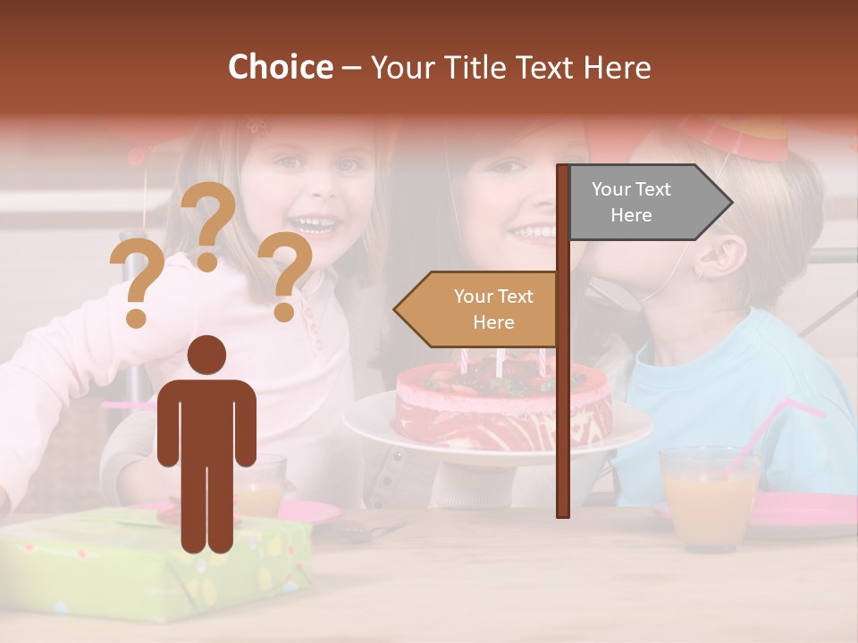 A Woman And Two Children With A Birthday Cake PowerPoint Template