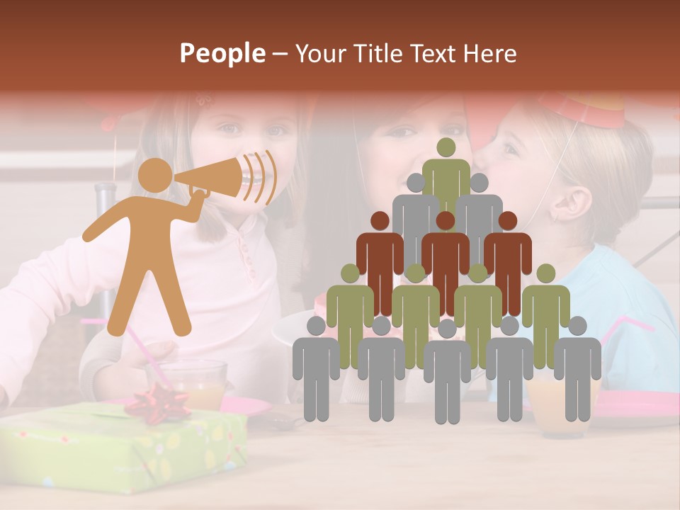 A Woman And Two Children With A Birthday Cake PowerPoint Template