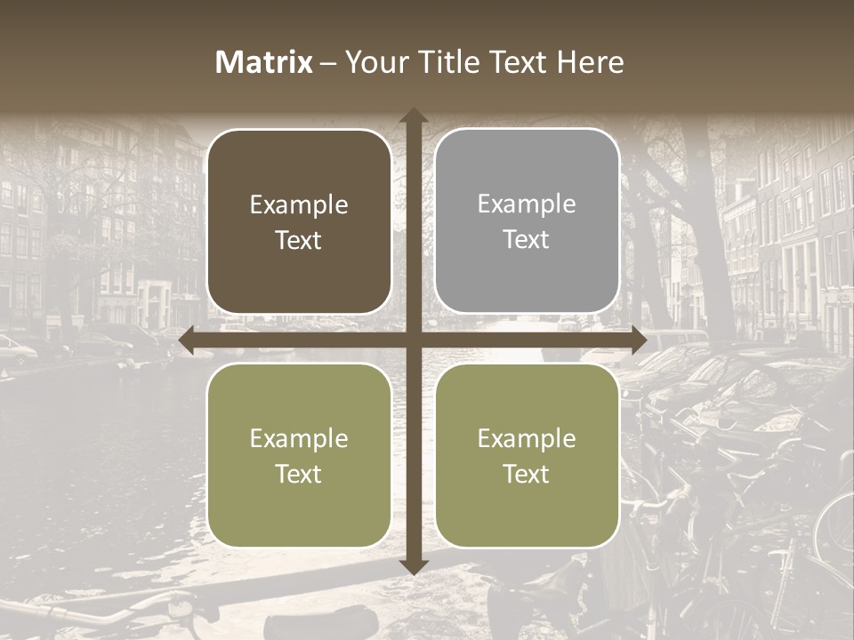 A Row Of Parked Bicycles Next To A River PowerPoint Template