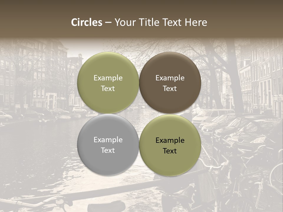 A Row Of Parked Bicycles Next To A River PowerPoint Template