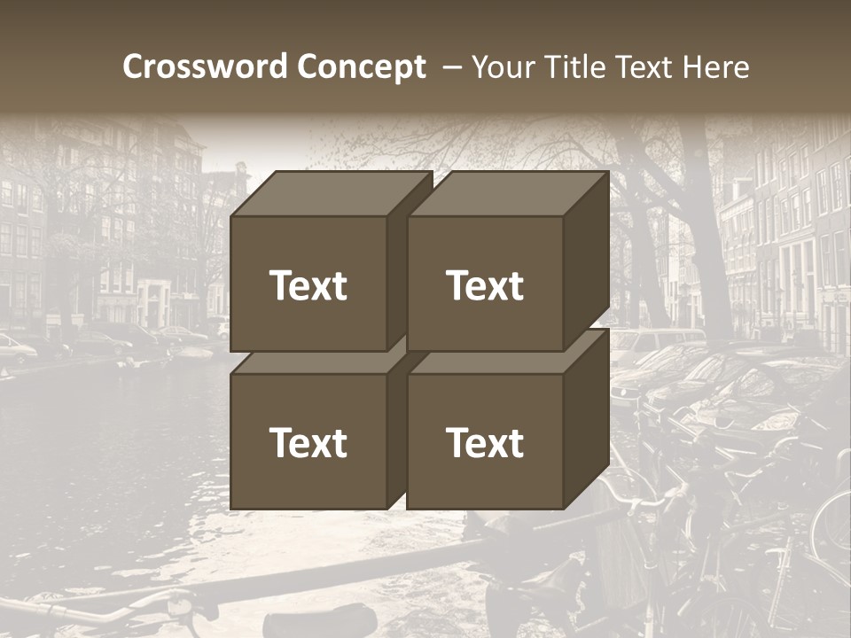 A Row Of Parked Bicycles Next To A River PowerPoint Template