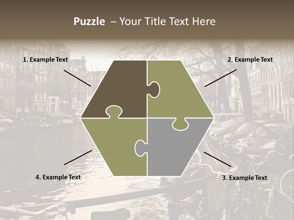 A Row Of Parked Bicycles Next To A River PowerPoint Template