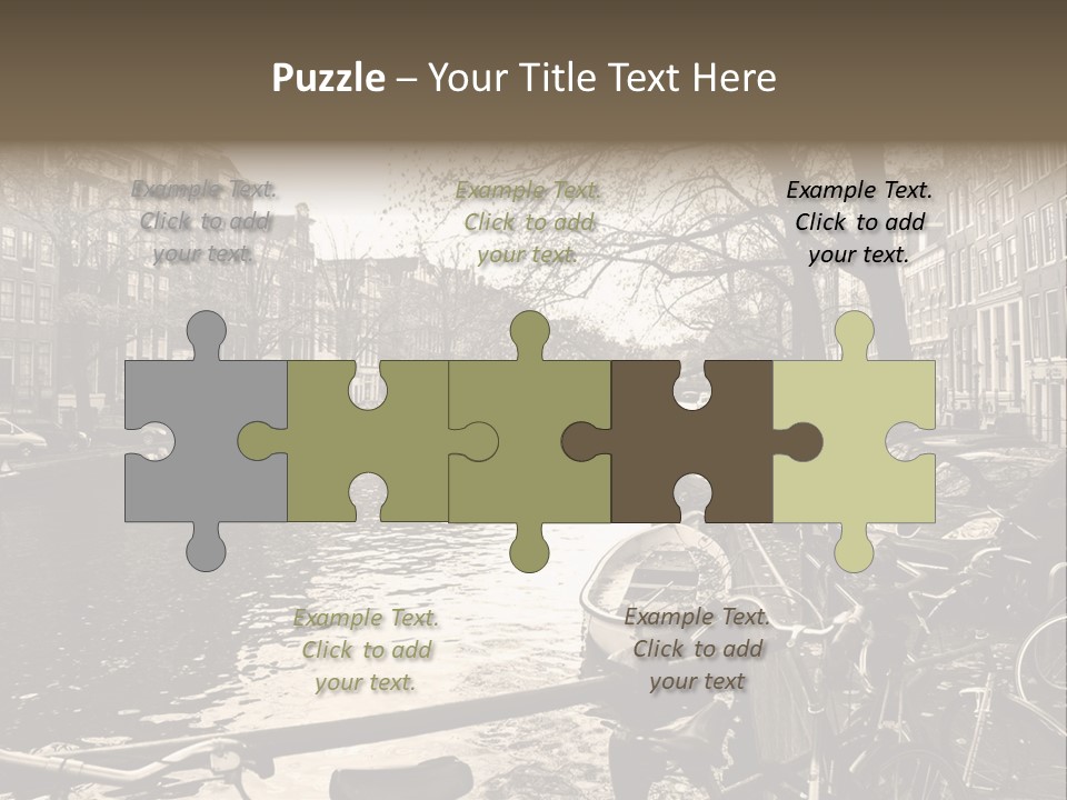 A Row Of Parked Bicycles Next To A River PowerPoint Template