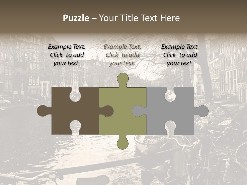 A Row Of Parked Bicycles Next To A River PowerPoint Template