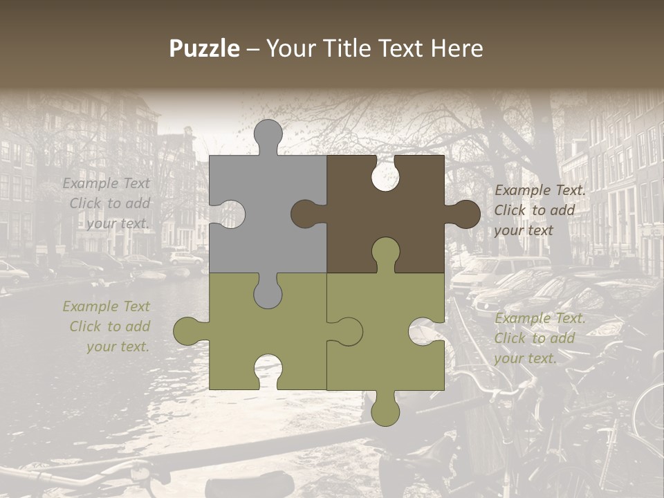 A Row Of Parked Bicycles Next To A River PowerPoint Template