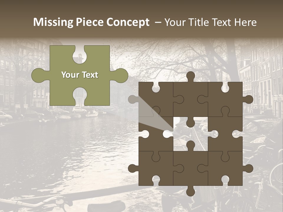 A Row Of Parked Bicycles Next To A River PowerPoint Template