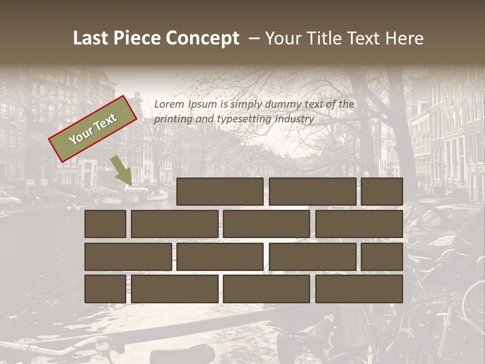 A Row Of Parked Bicycles Next To A River PowerPoint Template