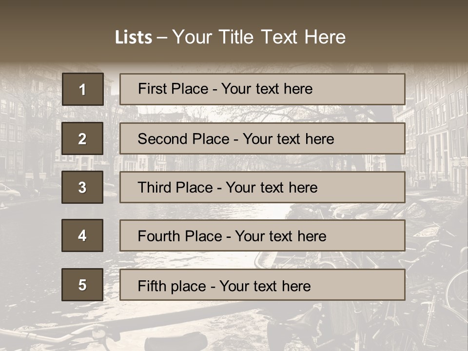A Row Of Parked Bicycles Next To A River PowerPoint Template