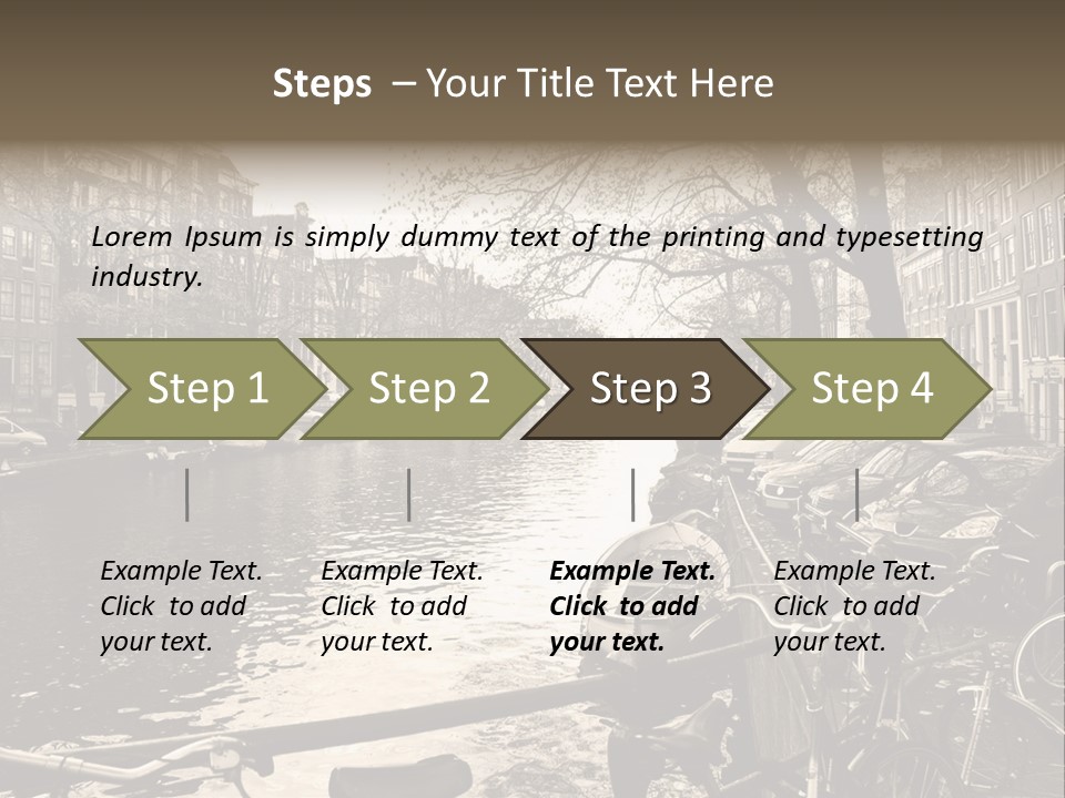 A Row Of Parked Bicycles Next To A River PowerPoint Template