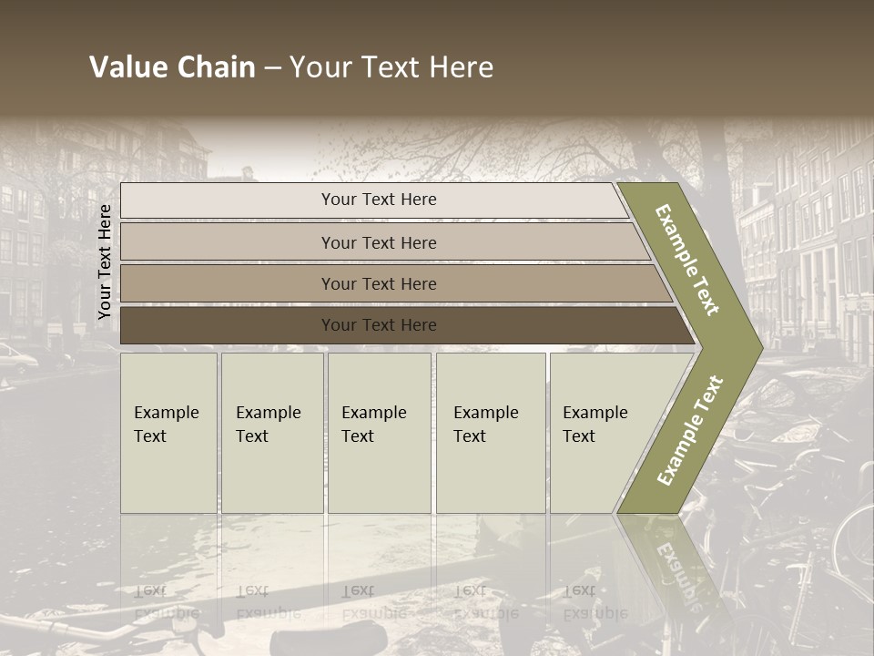 A Row Of Parked Bicycles Next To A River PowerPoint Template