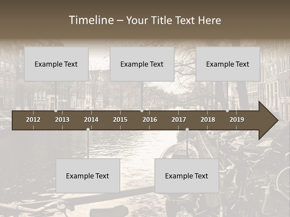 A Row Of Parked Bicycles Next To A River PowerPoint Template