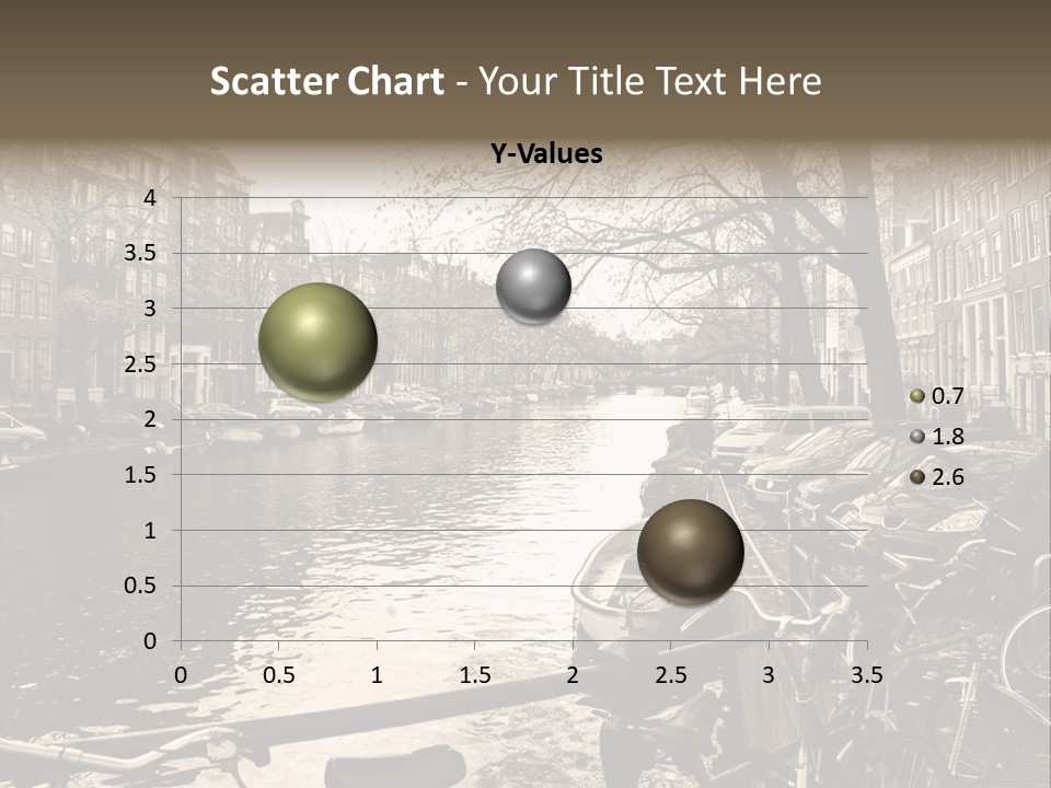 A Row Of Parked Bicycles Next To A River PowerPoint Template