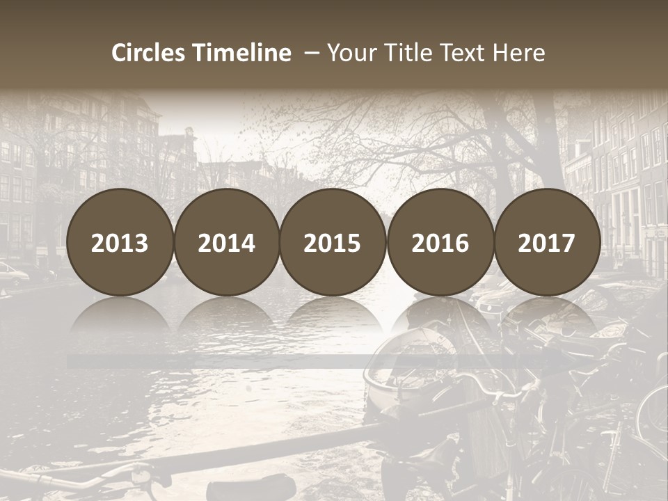 A Row Of Parked Bicycles Next To A River PowerPoint Template