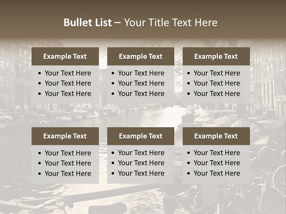 A Row Of Parked Bicycles Next To A River PowerPoint Template