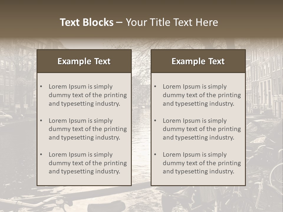 A Row Of Parked Bicycles Next To A River PowerPoint Template