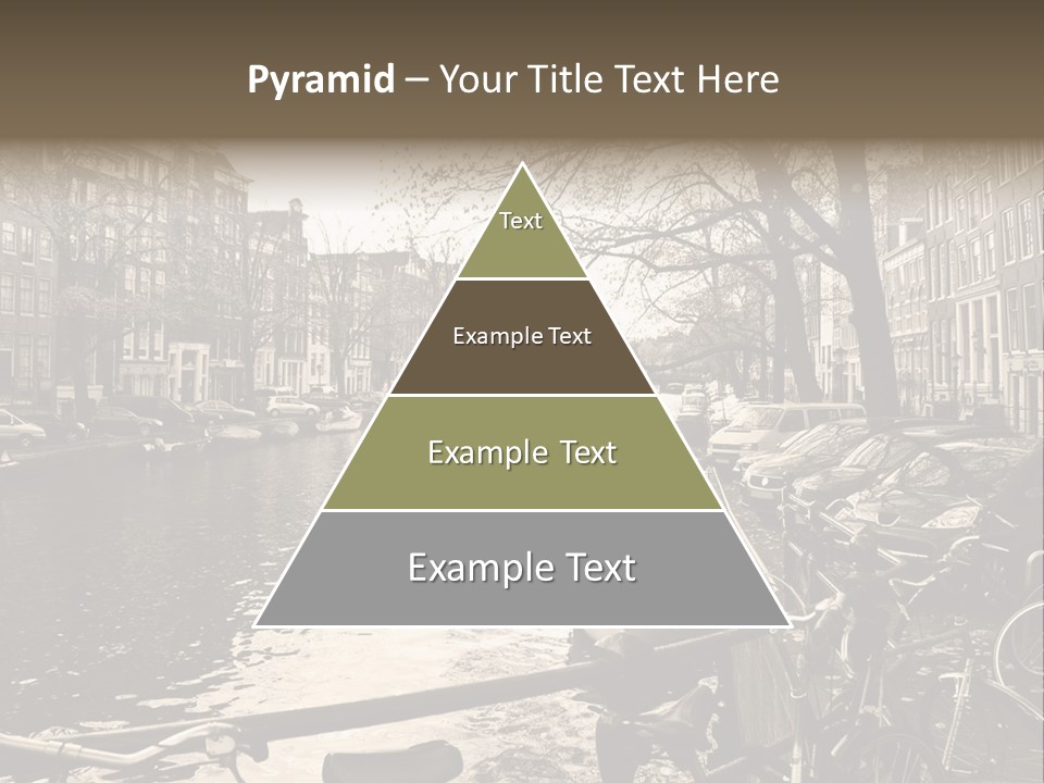 A Row Of Parked Bicycles Next To A River PowerPoint Template